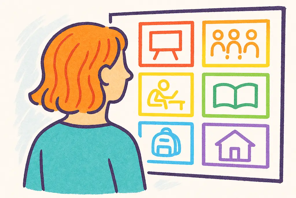 Person using a visual day planner